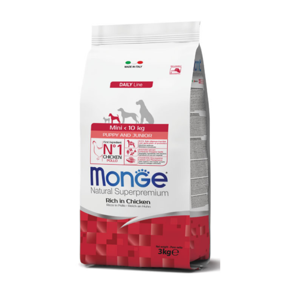 Crocchette Ricco di Pollo Mini Puppy and Junior Monge